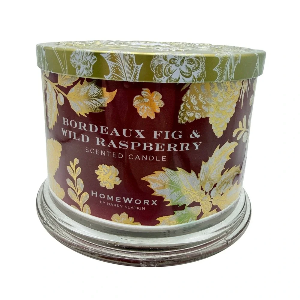HomeWorx Harry Slatkin Bordeaux Fig & Wild Raspberry 3-Wick Scented Candle 14oz
